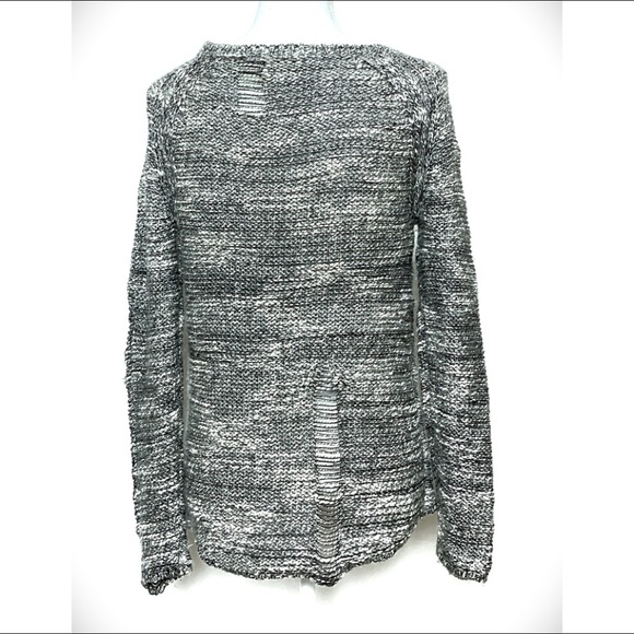 Pam & Gela Distressed Sweater in Gray & White - Picture 4 of 12